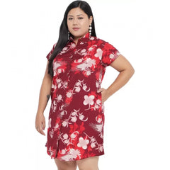 Mayawye Women's Shirt Maroon Dress (Color:Maroon, Material:Polyester)