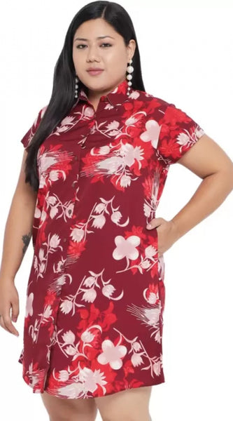 Mayawye Women's Shirt Maroon Dress (Color:Maroon, Material:Polyester)