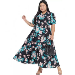 Mayawye Women's Fit And Flare Green Dress (Color:Multicolor, Material:Polyester)
