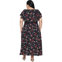 Mayawye Women's Fit And Flare Black Dress (Color:Black, Material:Polyester)