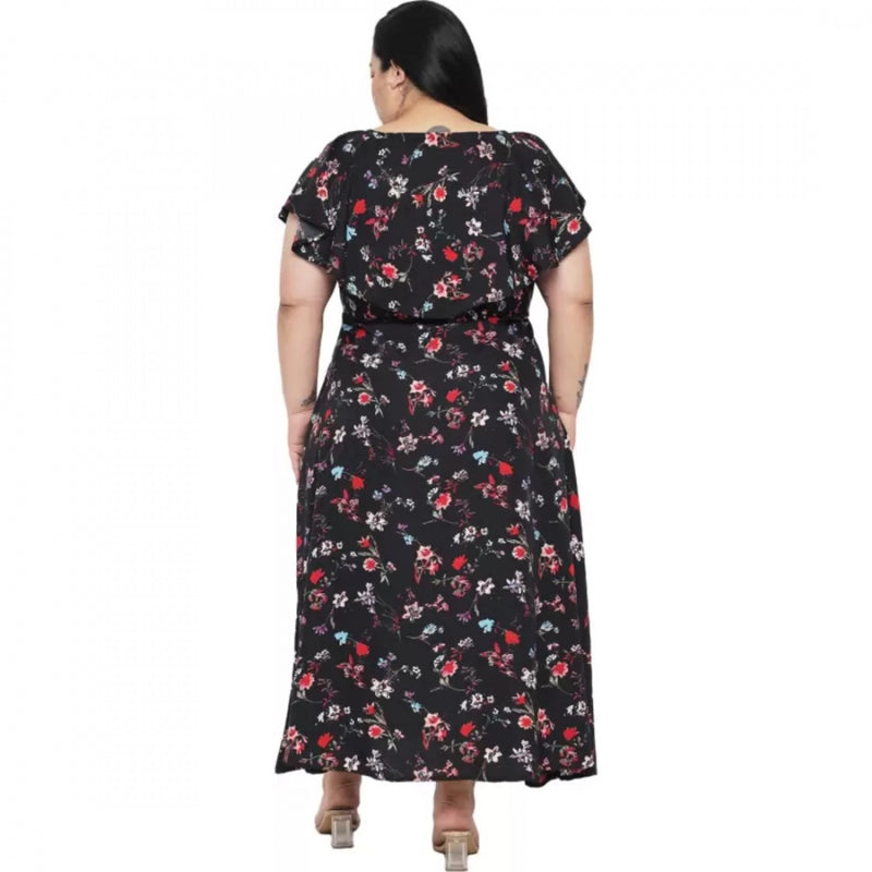 Mayawye Women's Fit And Flare Black Dress (Color:Black, Material:Polyester)