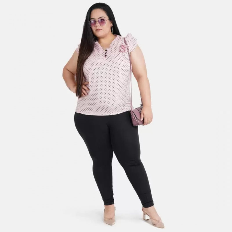Mayawye Women's Casual Flared Sleeve Printed Pink Top (Color:Pink, Material:Crepe)