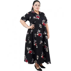 Mayawye Women's Fit And Flare Black Dress (Color:Black, Material:Polyester)