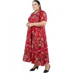Mayawye Women's Fit And Flare Maroon Dress (Color:Maroon, Material:Polyester)