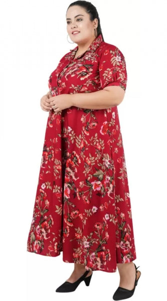 Mayawye Women's Fit And Flare Maroon Dress (Color:Maroon, Material:Polyester)