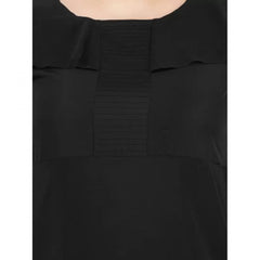 Mayawye Women's Fit And Flare Black Dress (Color:Black, Material:Polyester)