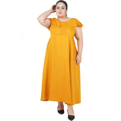 Mayawye Women's Fit And Flare Yellow Dress (Color:Yellow, Material:Polyester)