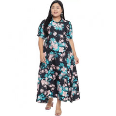 Mayawye Women's Fit And Flare Green Dress (Color:Multicolor, Material:Polyester)