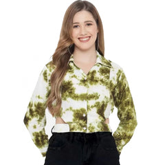 Mayawye Women's Casual Printed Green Top (Color:Green, Material:Rayon)