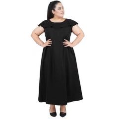 Mayawye Women's Fit And Flare Black Dress (Color:Black, Material:Polyester)