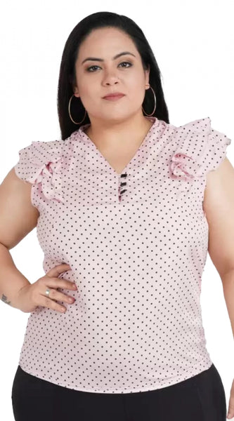Mayawye Women's Casual Flared Sleeve Printed Pink Top (Color:Pink, Material:Crepe)