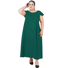 Mayawye Women's Fit And Flare Green Dress (Color:Green, Material:Polyester)