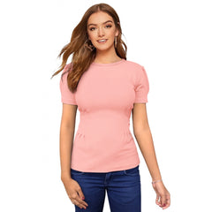 Mayawye Women's Western Wear Hosiery T Shirts (Peach)