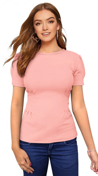 Mayawye Women's Western Wear Hosiery T Shirts (Peach)