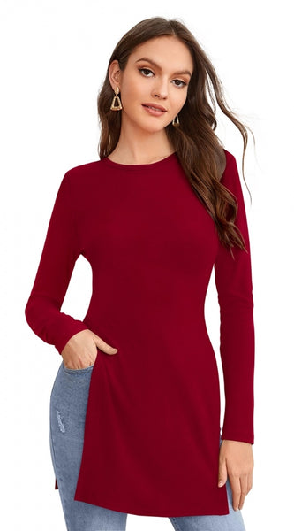 Mayawye Women's Western Wear Hosiery T Shirts (Maroon)