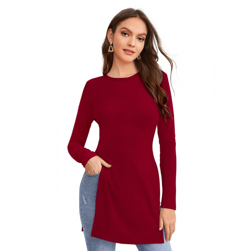 Mayawye Women's Western Wear Hosiery T Shirts (Maroon)