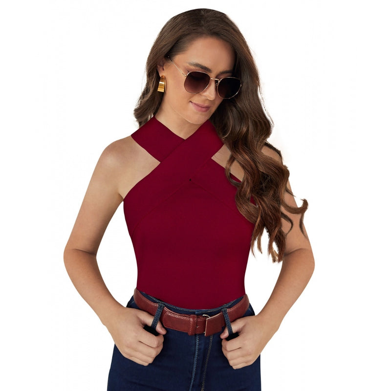 Mayawye Women's Western Wear Hosiery T Shirts (Maroon)