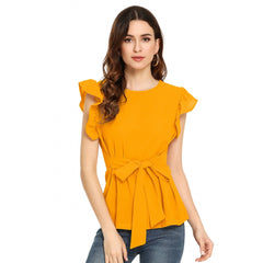 Mayawye Women's Western Wear Hosiery T Shirts (Yellow)