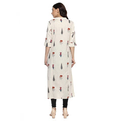 Mayawye Women's Khadi Printed A Line Kurti (Off White, Khadi)