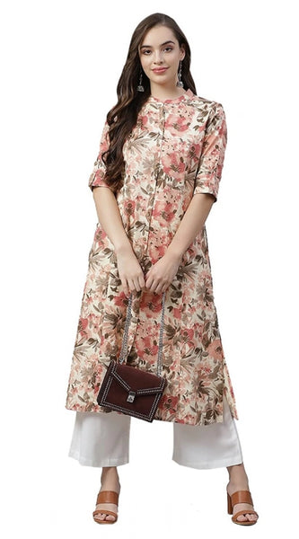 Mayawye Women's Cotton Printed Floral Print Kurti (Multicolor, Cotton)