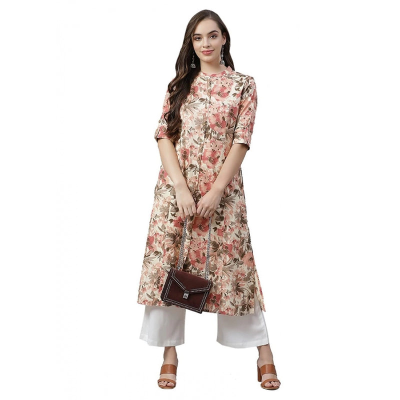 Mayawye Women's Cotton Printed Floral Print Kurti (Multicolor, Cotton)