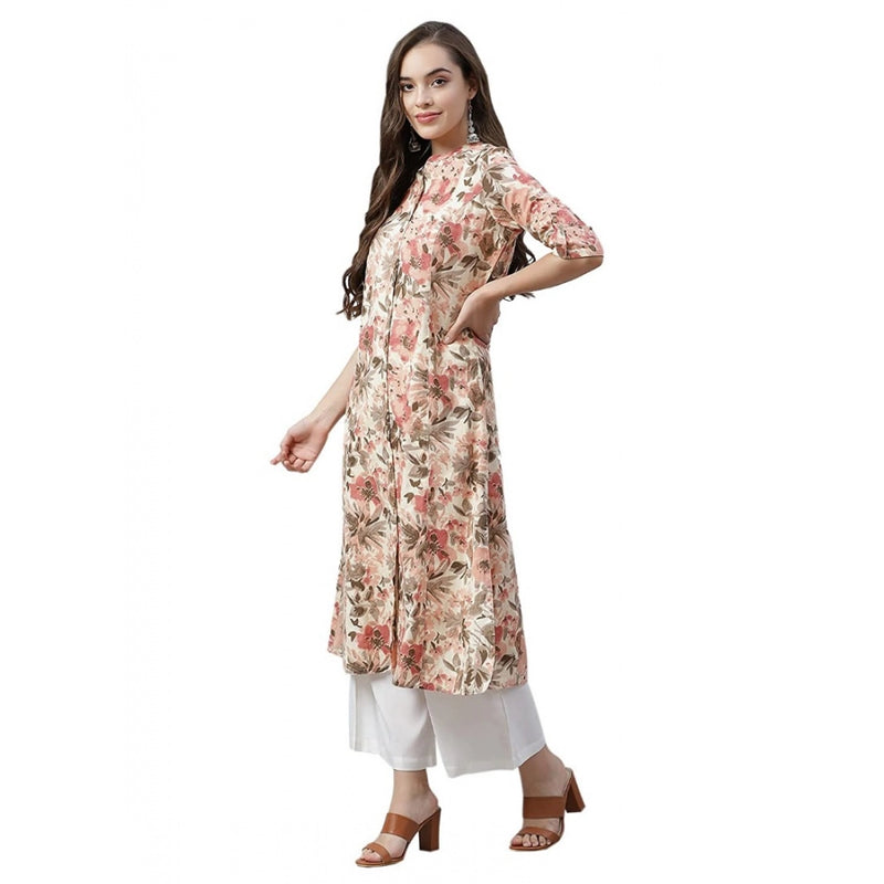 Mayawye Women's Cotton Printed Floral Print Kurti (Multicolor, Cotton)