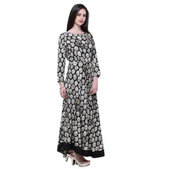Mayawye Women's Rayon Zari Zardozi Work Designer Floor Length Kurti (Black, Rayon)