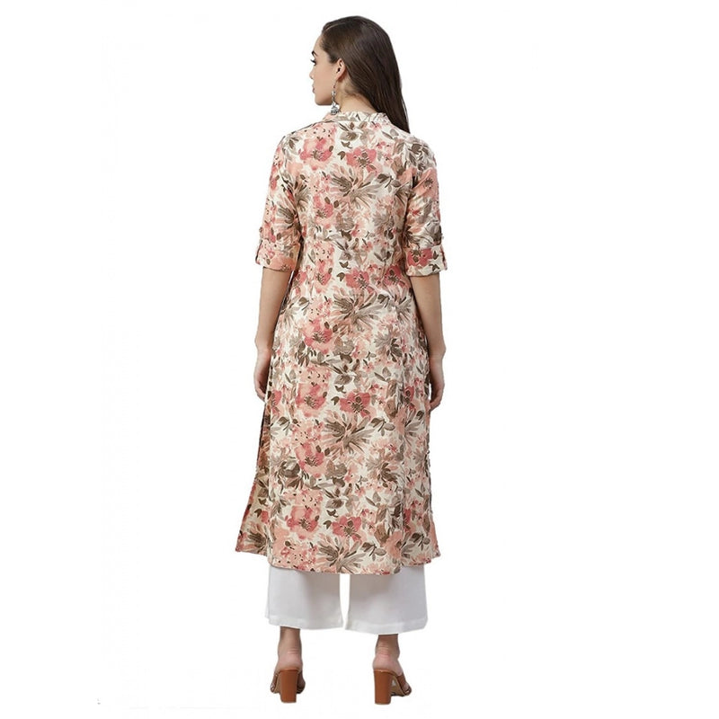Mayawye Women's Cotton Printed Floral Print Kurti (Multicolor, Cotton)
