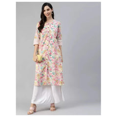 Mayawye Women's Cotton Printed  Straight Kurti (Multicolor, Cotton)