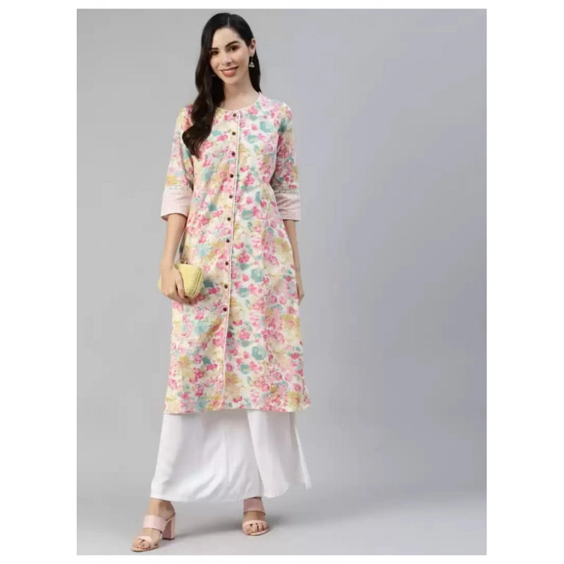 Mayawye Women's Cotton Printed  Straight Kurti (Multicolor, Cotton)