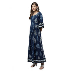 Mayawye Women's Cotton  Printed Regular Kurti (Blue, Cotton )