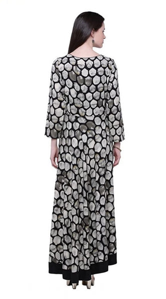 Mayawye Women's Rayon Zari Zardozi Work Designer Floor Length Kurti (Black, Rayon)