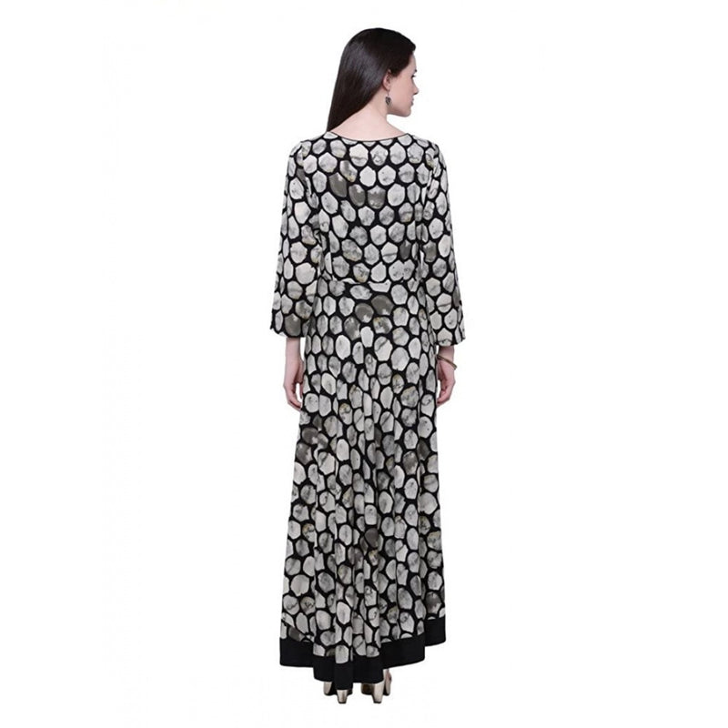 Mayawye Women's Rayon Zari Zardozi Work Designer Floor Length Kurti (Black, Rayon)