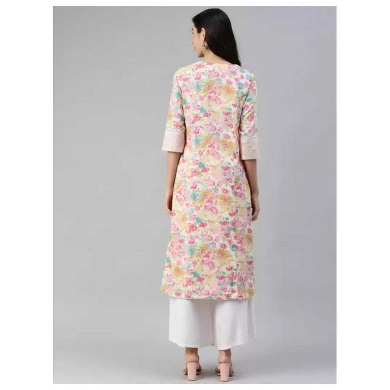 Mayawye Women's Cotton Printed  Straight Kurti (Multicolor, Cotton)