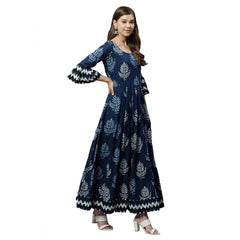 Mayawye Women's Cotton  Printed Regular Kurti (Blue, Cotton )