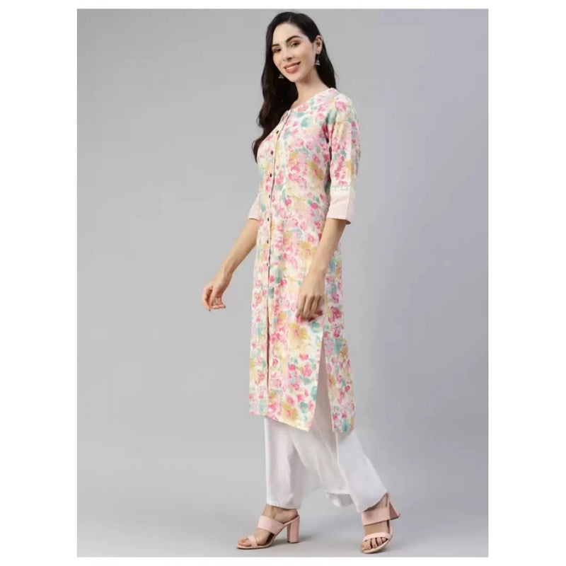 Mayawye Women's Cotton Printed  Straight Kurti (Multicolor, Cotton)