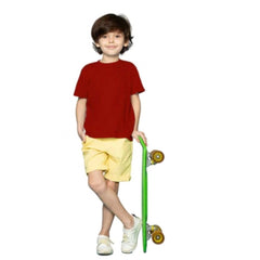 Mayawye Boys Cotton Plain Half Sleeve TShirt (Maroon)