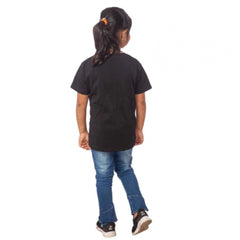 Mayawye Girls Cotton Unicorn Face Half Sleeve TShirt (Black)