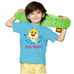 Mayawye Boys Cotton Baby Shark Half Sleeve TShirt (Blue)