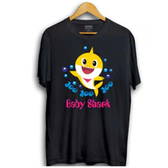 Mayawye Boys Cotton Baby Shark Half Sleeve TShirt (Black)