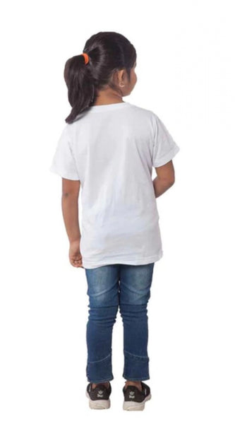 Mayawye Girls Cotton Drama Queen Half Sleeve TShirt (White)
