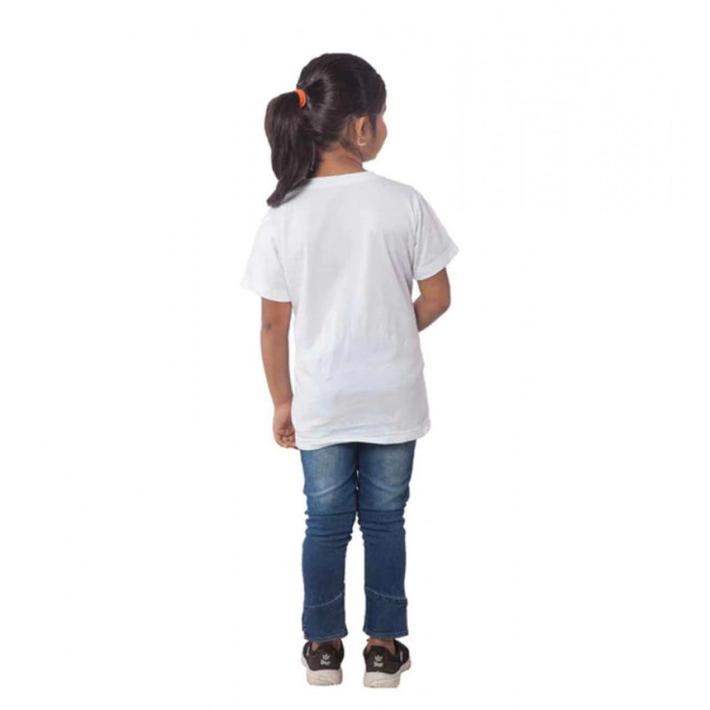 Mayawye Girls Cotton Drama Queen Half Sleeve TShirt (White)