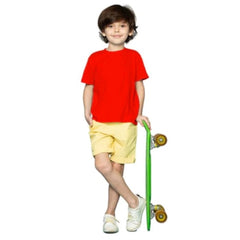 Mayawye Boys Cotton Plain Half Sleeve TShirt (Red)