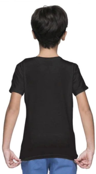 Mayawye Boys Cotton Plain Half Sleeve TShirt (Black)