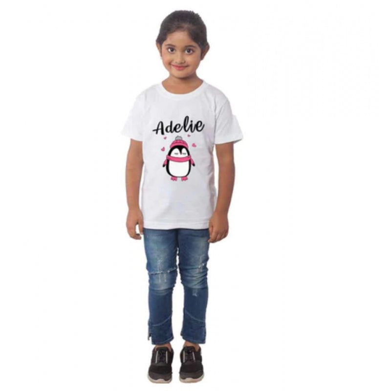 Mayawye Girls Cotton Adelie Half Sleeve TShirt (White)