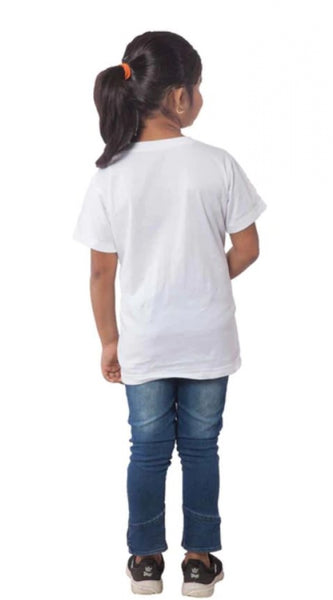 Mayawye Girls Cotton Bubo Half Sleeve TShirt (White)
