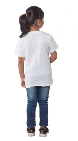 Mayawye Girls Cotton Tribal Half Sleeve TShirt (White)