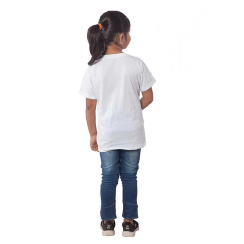 Mayawye Girls Cotton Tribal Half Sleeve TShirt (White)