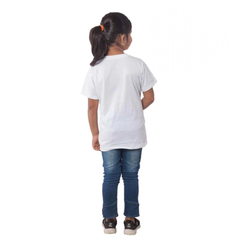 Mayawye Girls Cotton Panda Glass Half Sleeve TShirt (White)