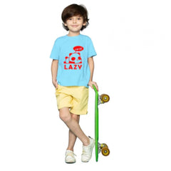 Mayawye Boys Cotton Lazy Half Sleeve TShirt (Sky Blue)